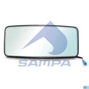 Изображение 2, 201.195 Зеркало боковое MERCEDES Actros левое/правое с подогревом (188x433мм) SAMPA