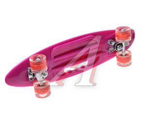 Изображение 2, УТ00021580 Скейтборд 23" (пенниборд) пластиковый с ручкой (колеса с подсветкой) розовый Gravital Unicorns