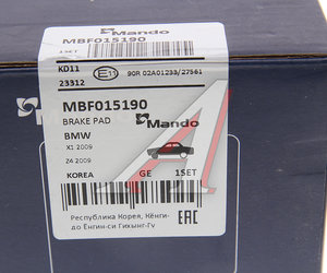 Изображение 4, MBF015190 Колодки тормозные BMW E60, E61, E65 передние (4шт.) MANDO