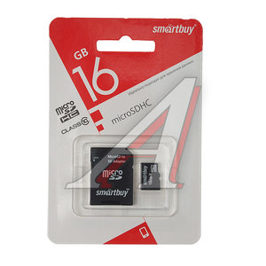 Изображение 1, SB16GBSDCL10-01LE Карта памяти 16GB MicroSD class 10 + SD адаптер SMART BUY