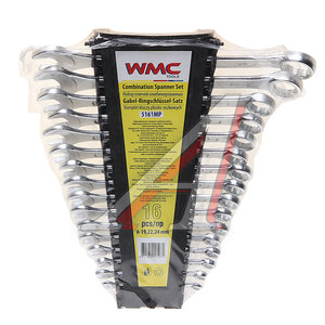Изображение 1, WMC-5161MP Набор ключей комбинированных 6-19, 22, 24мм 16 предметов в пластиковом держателе WMC TOOLS