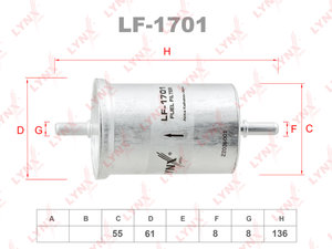 Изображение 1, LF1701 Фильтр топливный CITROEN C2, C3, C4 RENAULT Logan (09-) (1.4/1.6) LYNX