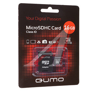 Изображение 1, QM16GMICSDHC10 Карта памяти 16GB MicroSD class 10 + SD адаптер QUMO