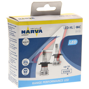 Изображение 3, 180323000 Лампа светодиодная 12V/24V H4 24W P43t-38 6500K бокс (2шт.) Range Perfomance LED NARVA
