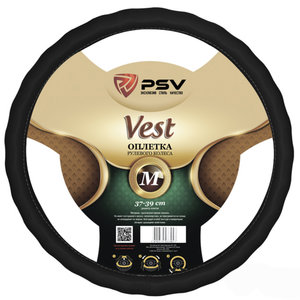Изображение 1, 121977 Оплетка руля (M) 37-39см черная Vest (Extra) Fiber PSV