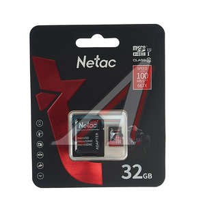 Изображение 1, NT02P500PRO-032G-R Карта памяти 32GB MicroSD class 10 + SD адаптер NETAC