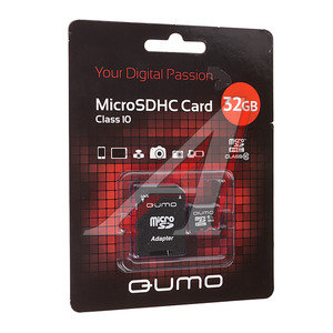 Изображение 1, QM32GMICSDHC10 Карта памяти 32GB MicroSD class 10 + SD адаптер QUMO