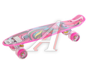 Изображение 1, PNB-07-205 Скейтборд 22" (пенниборд) пластиковый (колеса с подсветкой) Fire Bird розовый