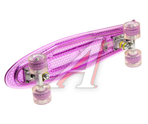 Изображение 2, Fish37762 Скейтборд 22" (пенниборд) пластиковый с подсветкой зарядка USB фиолетовый PWS
