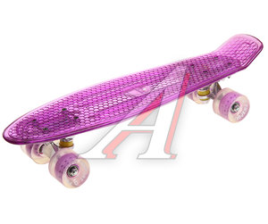 Изображение 1, Fish37762 Скейтборд 22" (пенниборд) пластиковый с подсветкой зарядка USB фиолетовый PWS