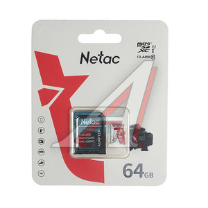 Изображение 1, NT02P500ECO-064G-R Карта памяти 64GB MicroSD class 10 + SD адаптер NETAC