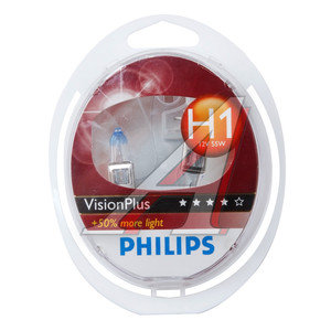 Изображение 2, 12258VPS2 Лампа 12V H1 55W P14.5s +60% бокс (2шт.) VisionPlus PHILIPS