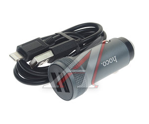 Изображение 1, Z49 grey Устройство зарядное в прикуриватель 1USB 12V кабель iPhone (5-) HOCO