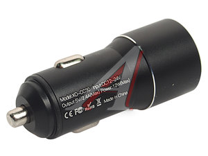 Изображение 2, CC30 Black Устройство зарядное в прикуриватель 2USB 12V черное XO