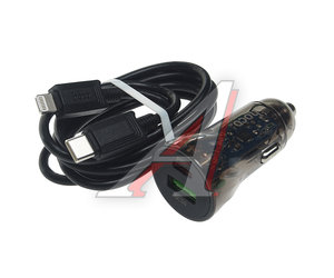 Изображение 1, Z47A black Устройство зарядное в прикуриватель 1USB 12V кабель iPhone (5-) HOCO