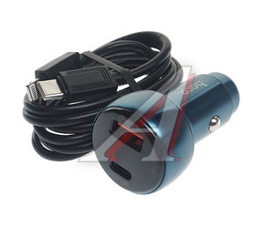 Изображение 1, Z50 blue Устройство зарядное в прикуриватель 1USB 12V кабель iPhone (5-) HOCO