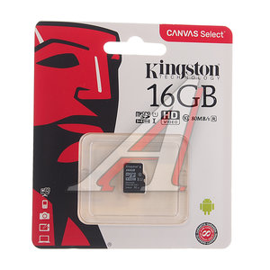 Изображение 1, SDCS/16GBSP Карта памяти 16GB MicroSD class 10 KINGSTON