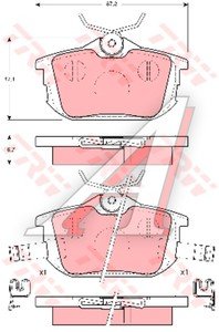 Изображение 3, GDB1314 Колодки тормозные MITSUBISHI Carisma VOLVO S40 задние (4шт.) TRW