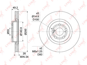 Изображение 1, BN1162 Диск тормозной TOYOTA Avensis (03-08) передний (1шт.) LYNX