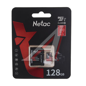 Изображение 1, NT02P500PRO-128G-R Карта памяти 128GB MicroSD class 10 + SD адаптер NETAC