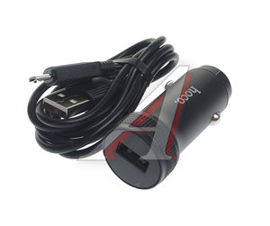 Изображение 1, Z49A black Устройство зарядное в прикуриватель 1USB 12V кабель micro USB HOCO