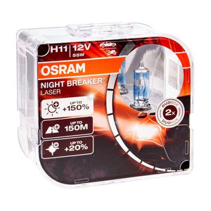 Изображение 1, 64211NL2(EURO) Лампа 12V H11 55W PGJ19-2 +150% 3750K бокс (2шт.) Night Breaker Laser OSRAM