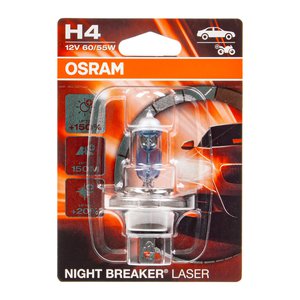 Изображение 1, 64193NLбл Лампа 12V H4 60/55W P43t +150% 4050K блистер (1шт.) Night Breaker Laser OSRAM