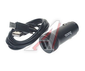 Изображение 1, Z49 black Устройство зарядное в прикуриватель 2USB 12V кабель USB Type C HOCO