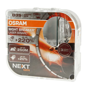 Изображение 2, 66340XNN2(EURO) Лампа ксеноновая D3S 35W PK32d-5 +200% 4400K 42V евробокс (2шт.) Night Breaker Laser NextGen OSRAM