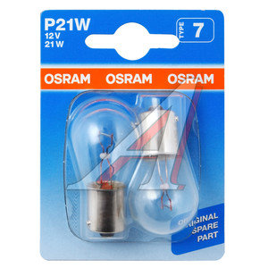Изображение 2, 7506-02B Лампа 12V P21W BA15s блистер (2шт.) OSRAM