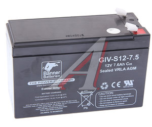 Изображение 1, 6СТ7,5 GIV-S 12-7,5 Аккумулятор BANNER GIV-S 7.5А/ч