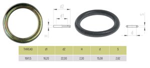 Изображение 1, 2ANE1615LAOR Кольцо упорное с фаской с резиновым кольцом (комплект М16) SIRIT