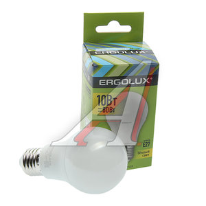 Изображение 1, EL-LED-A60-10W-E27-3K Лампа светодиодная E27 A60 10W (80W) 220V теплый ERGOLUX
