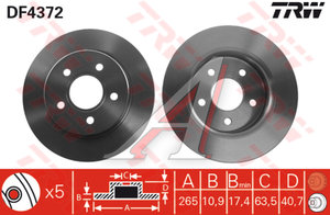 Изображение 1, DF4372к-т Диск тормозной FORD Focus (04-), C-Max задний комплект TRW
