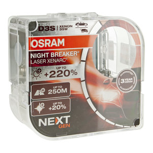 Изображение 1, 66340XNN2(EURO) Лампа ксеноновая D3S 35W PK32d-5 +200% 4400K 42V евробокс (2шт.) Night Breaker Laser NextGen OSRAM