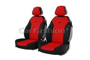 Изображение 1, 21018 Авточехлы (майка) на передние сиденья полиэстер черно-красные (4 предм.) Bingo Front CARFASHION