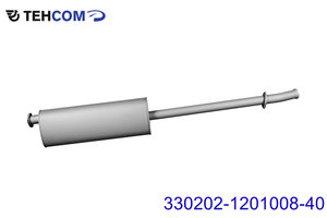Изображение 1, 330202-1201008-40 Глушитель ГАЗ-330202 дв.CUMMINS ЕВРО-3, 4 длинный с фланцем прямой ТЕХКОМ
