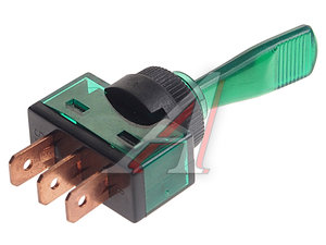 Изображение 2, ПП-405З Выключатель тумблер 2-х позиционный 3-х контактный зеленый с подсветкой