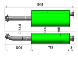 Изображение 2, 330202-1201008-40 Глушитель ГАЗ-330202 дв.CUMMINS ЕВРО-3, 4 длинный с фланцем прямой ТЕХКОМ