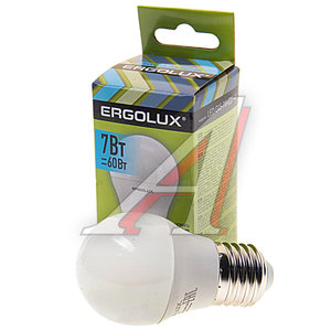 Изображение 1, LED-G45-7W-E27-4K Лампа светодиодная Е27 G45 7W (60W) 220V холодный ERGOLUX