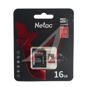 Изображение 1, NT02P500PRO-016G-R Карта памяти 16GB MicroSD class 10 + SD адаптер NETAC